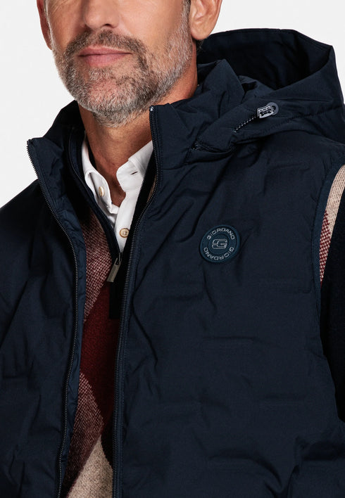Gilet bleu marine à structure zippée et capuche amovible
